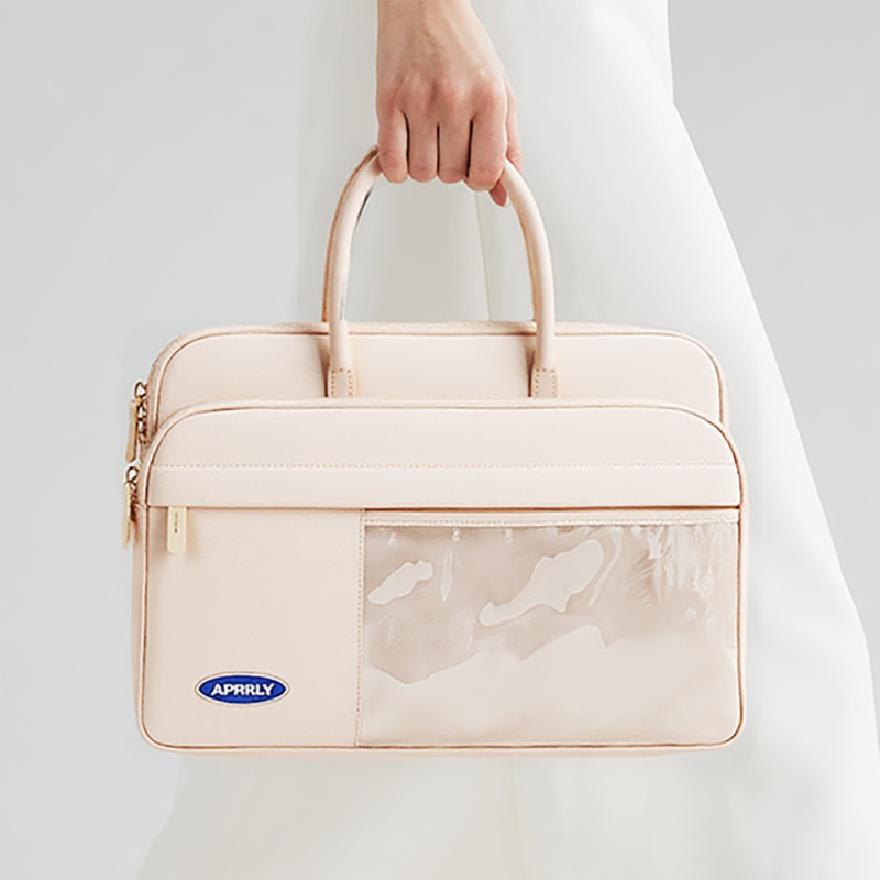 khaki laptop bag for women-model