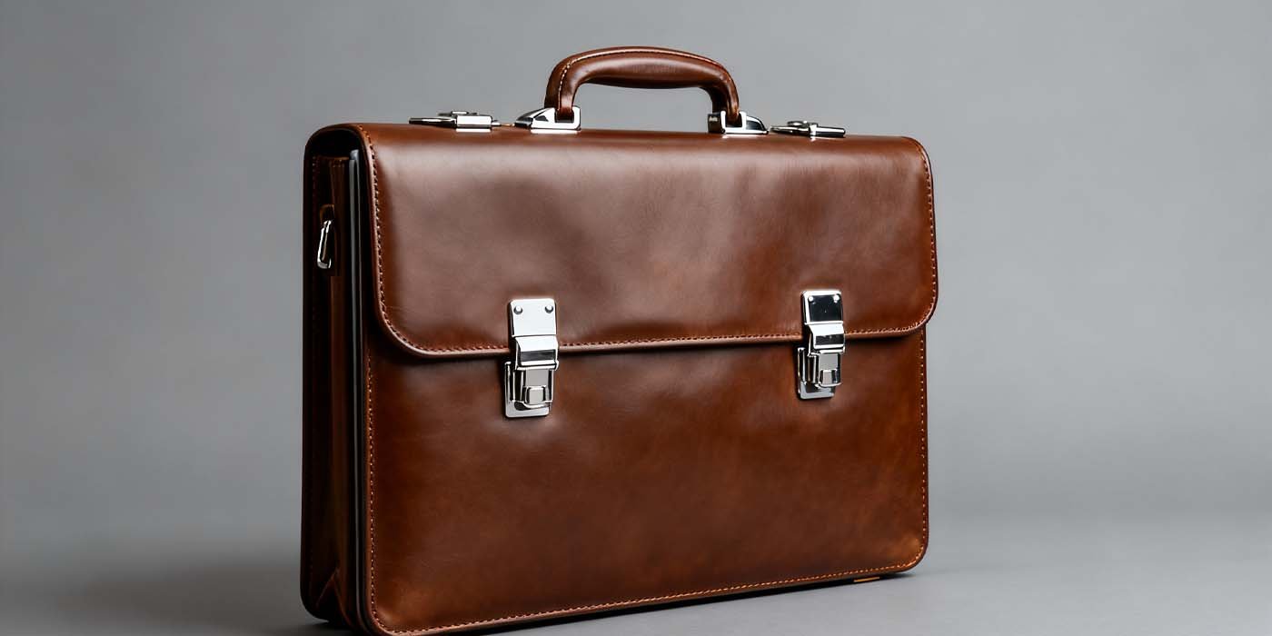 The Ultimate Guide to Choosing the Perfect Leather Laptop Bag - laptop bag Brown leather laptop briefcase with metal clasps for professionals