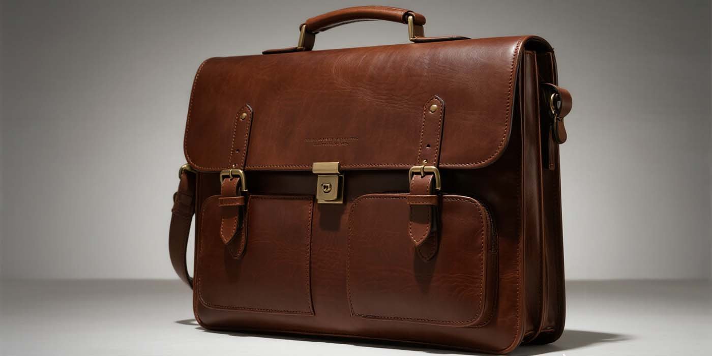 The Complete Computer Bag Guide: Protecting Your Technology Investment - laptop bag Classic brown leather computer bag briefcase with metal clasps