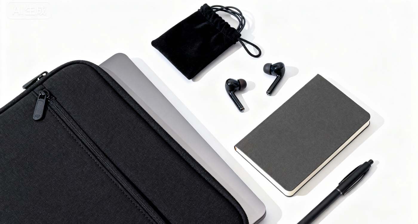 Best Buy Laptop Case: How to pick the perfect protection - laptop bag slim neoprene laptop sleeve flatlay with laptop corner, cable pouch, notebook, and pen