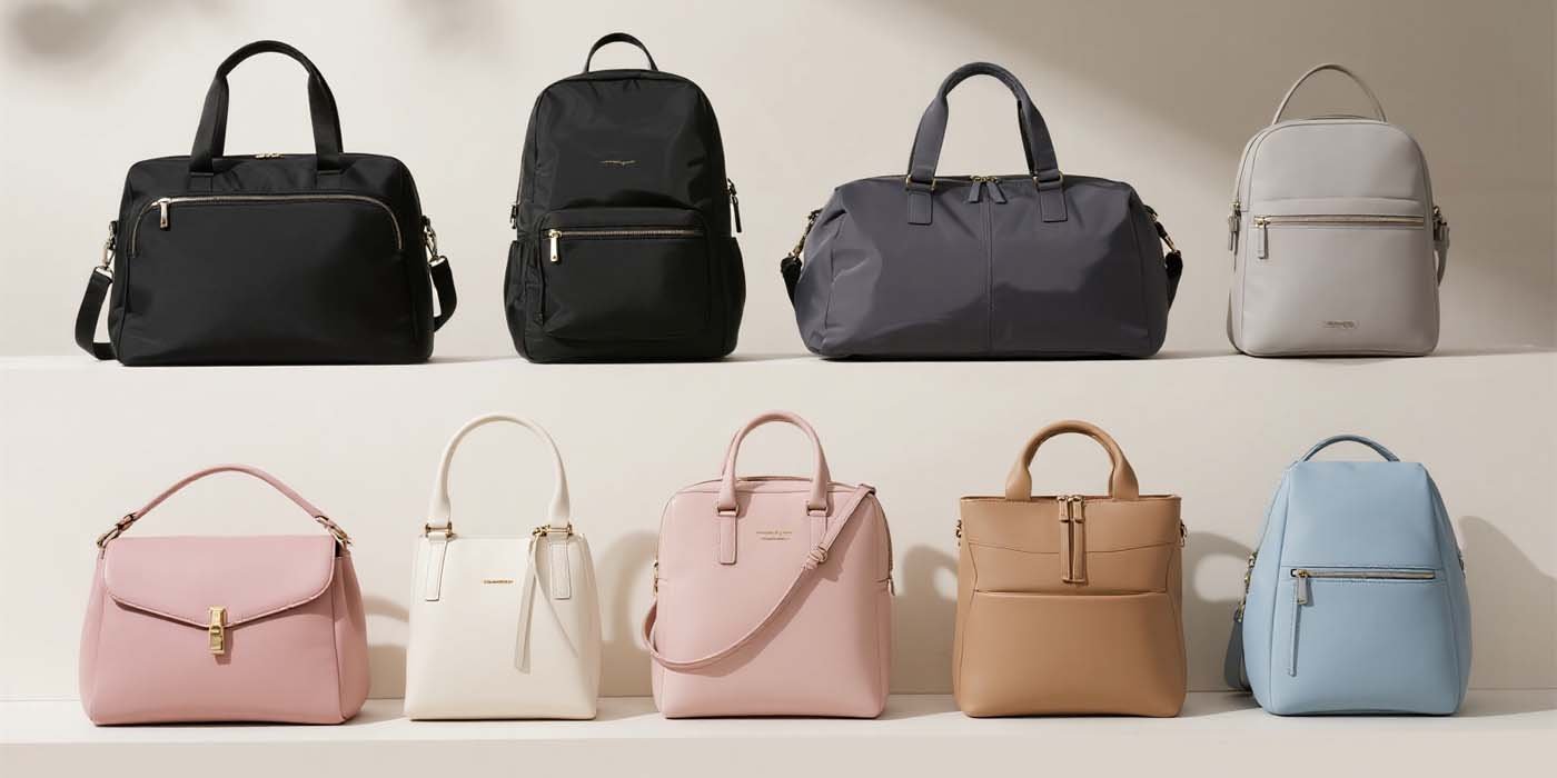 Best Laptop Bags for Women: Finding the Perfect Blend of Style and Function - laptop bag 10 stylish professional laptop bags for women, including commute styles and tote styles, in neutral and low-saturation bright colors, showing waterproof fabric and padded details