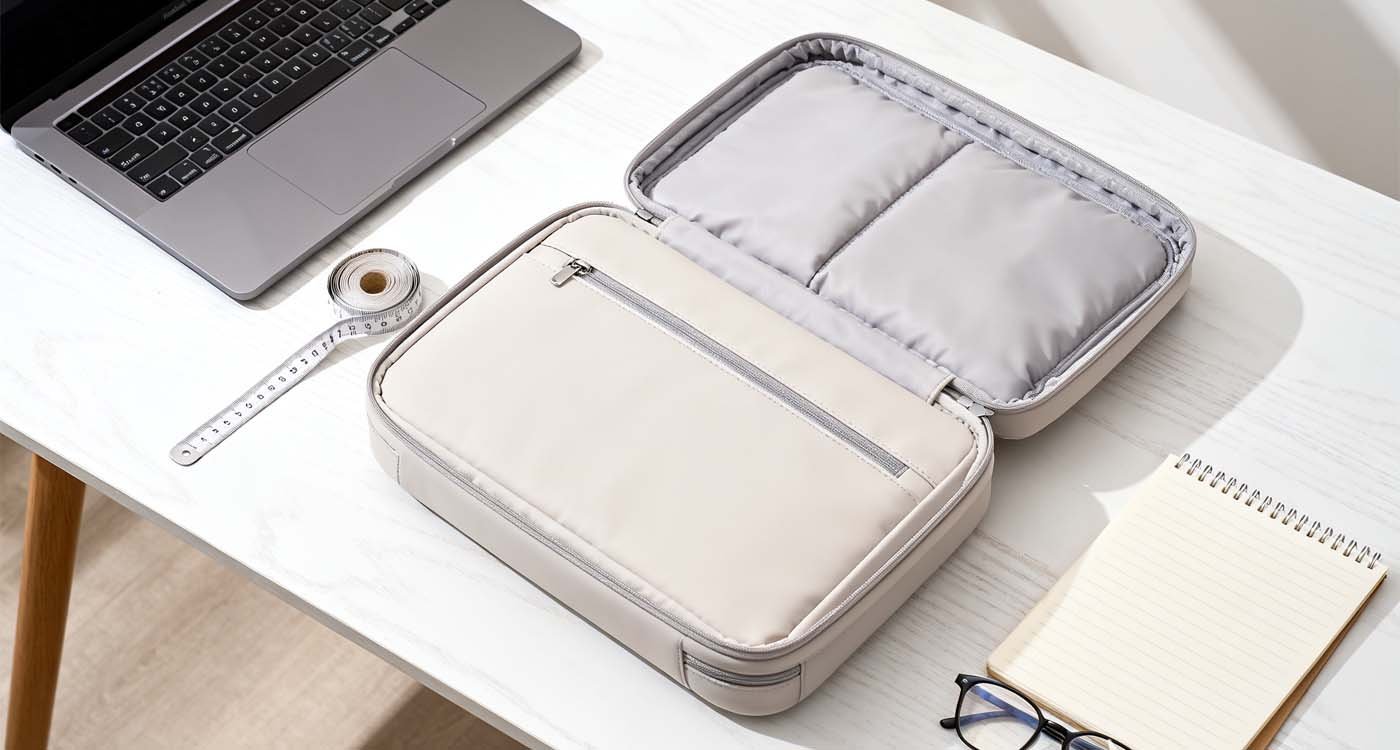The Ultimate Guide to Choosing the Perfect 16 Inch Laptop Bag - laptop bag comparison showing 16 inch laptop and bag dimensions with measuring tape and protective padding