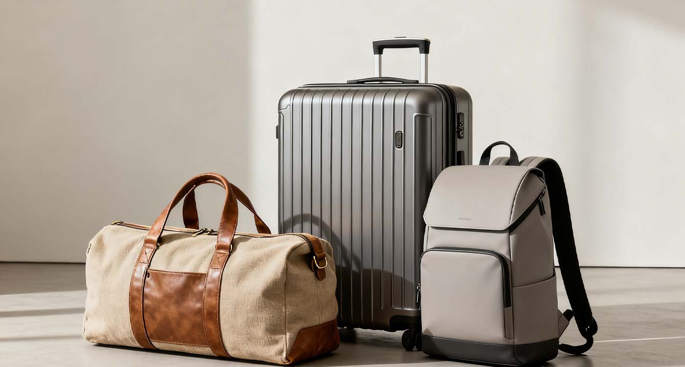 The Ultimate Travel Bag Guide: Finding Your Perfect Travel Companion - laptop bag selection of different travel bags including suitcase, duffel, backpack, and tote arranged together