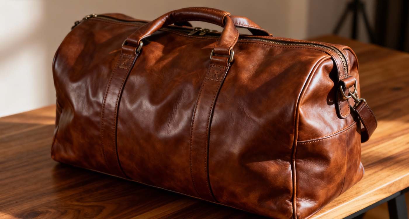 Best Duffle Bags in 2025 — The Smart Buyer’s Guide - laptop bag Brown leather duffle bag on wooden table