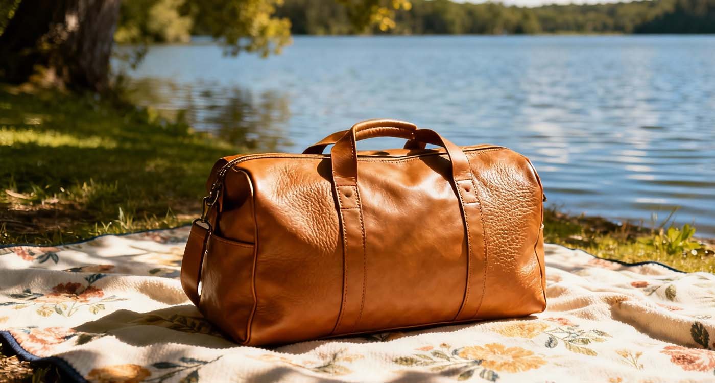 Cheap Designer Leather Duffle Bags — Affordable Luxury for Smart Shoppers (2025) - laptop bag Vegan leather duffle bag near lake