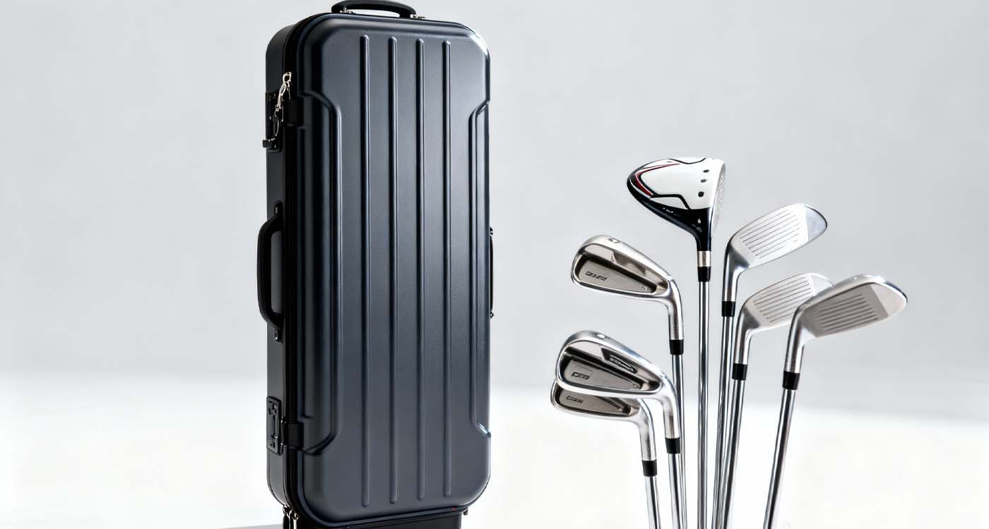 Best Travel Bags for Golf 2025 — Travel Smart, Protect Your Clubs - laptop bag Hard-shell golf travel bag beside clubs